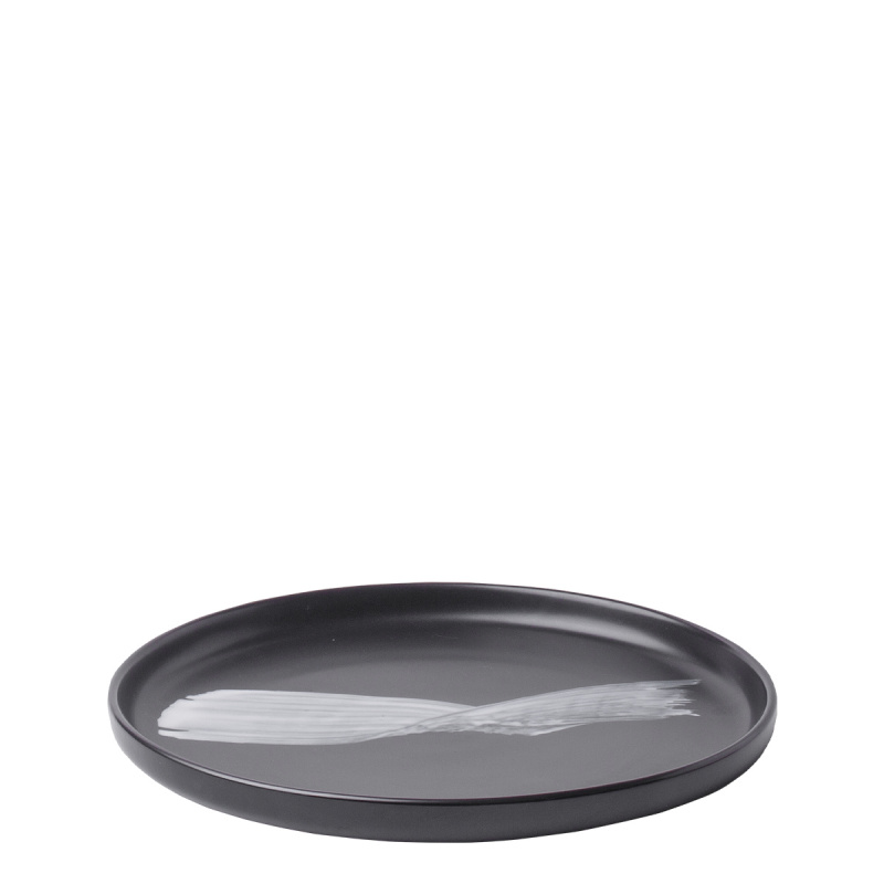 Teller flach U-Coupe schwarz 20 cm - Gaya Atelier Flow Art
