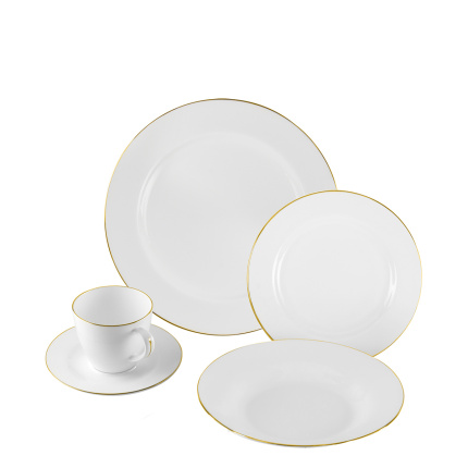 Porzellan Set 20-tlg. - Premium Platinum Line Rand gelb