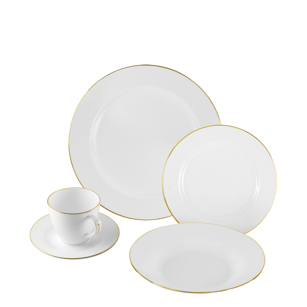 Porzellan Set 20-tlg. - Premium Platinum Line Rand gelb