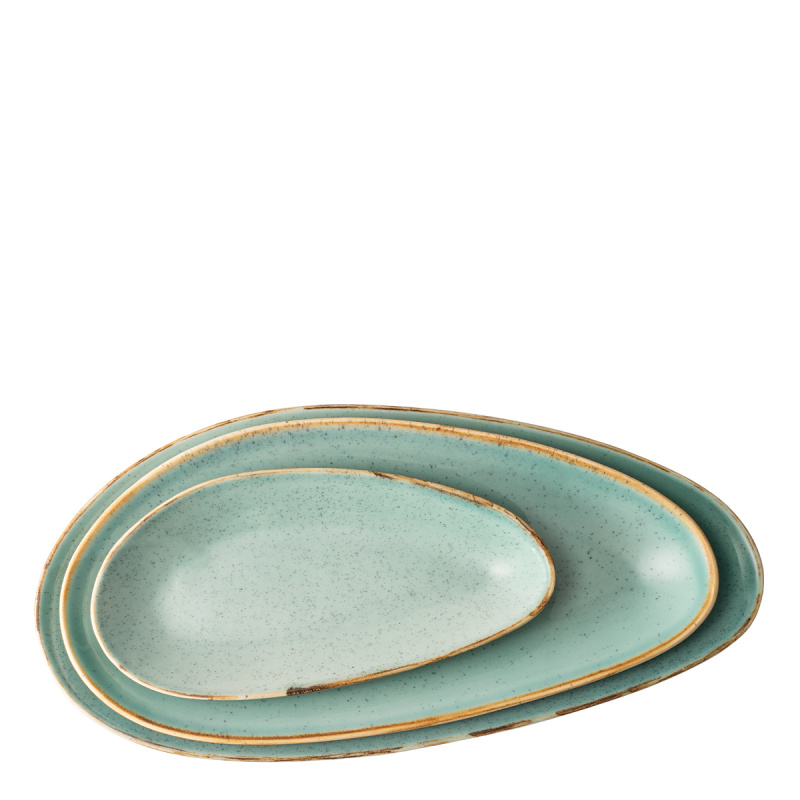 Teller oval Sand türkis 36 cm – Gaya