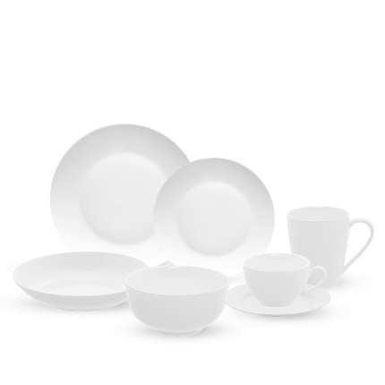 Set in porcellana 28 pezzi Flow bianco | Lunasol