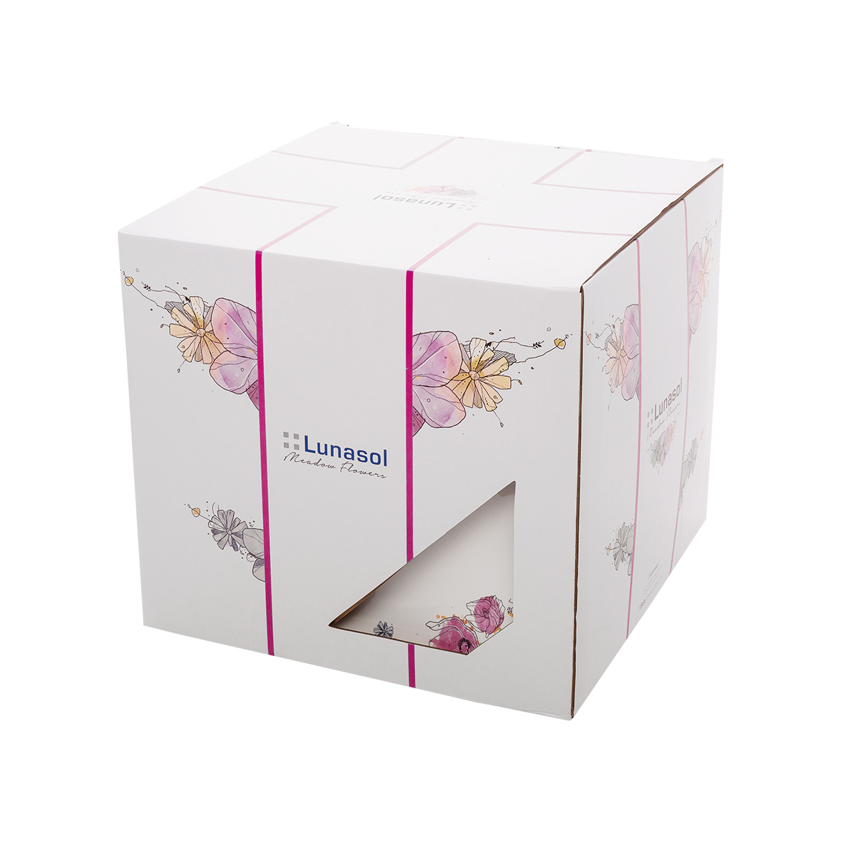 Set in porcellana 28 pezzi Meadow Flowers con bordo rosa - Flow