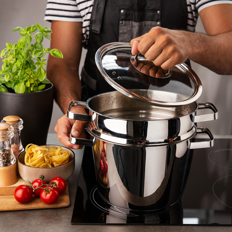 Pasta pot Merkur 6,5 l with glass lid Premium Lunasol