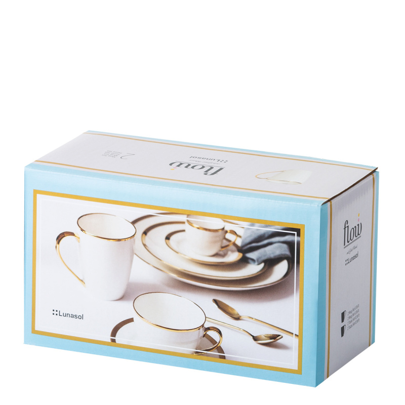 Tazza 360ml, Set 2 pezzi - FLOW Lunasol con bordo dorato