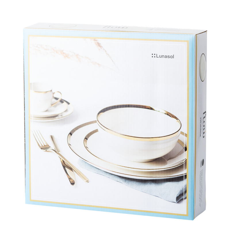 Ensemble de 4 assiettes plates Coupe ø27 cm - FLOW Lunasol avec bord doré