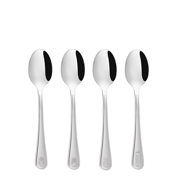 Set of 4 Coffee Spoons with Easter Laser Engraving - Roma