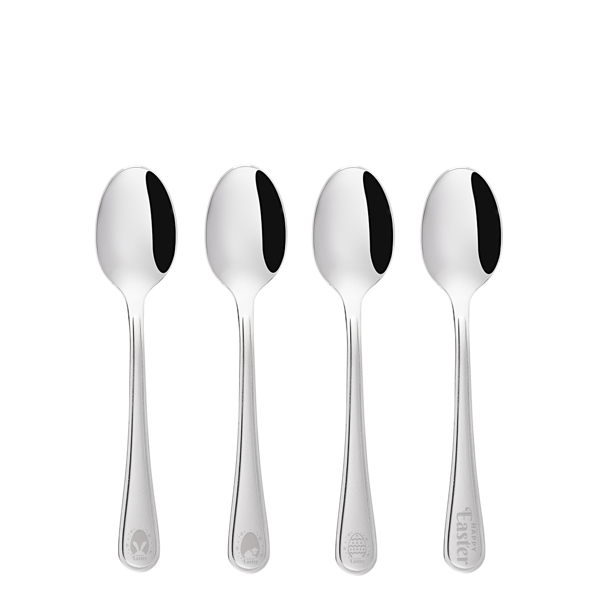 Set of 4 Coffee Spoons with Easter Laser Engraving - Roma