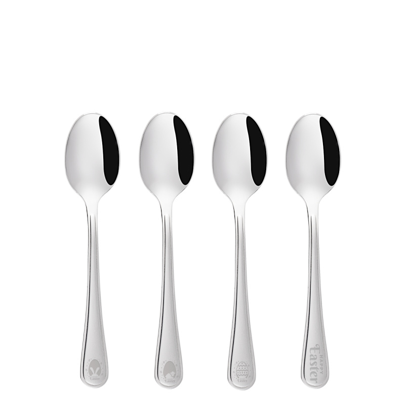 Set of 4 Coffee Spoons with Easter Laser Engraving - Roma