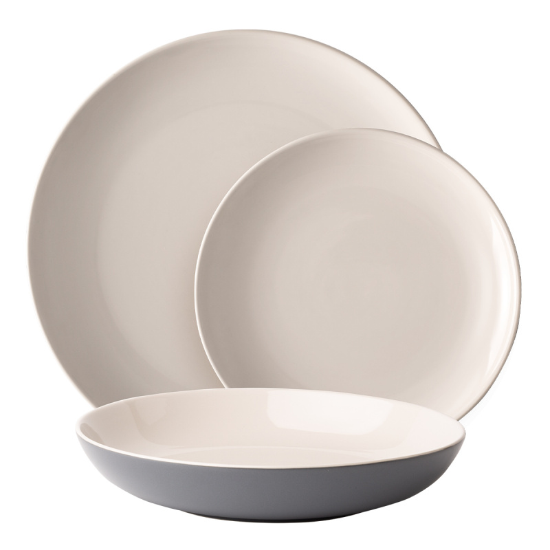 Keramik-Teller Set 12-tlg. – Elements East grey