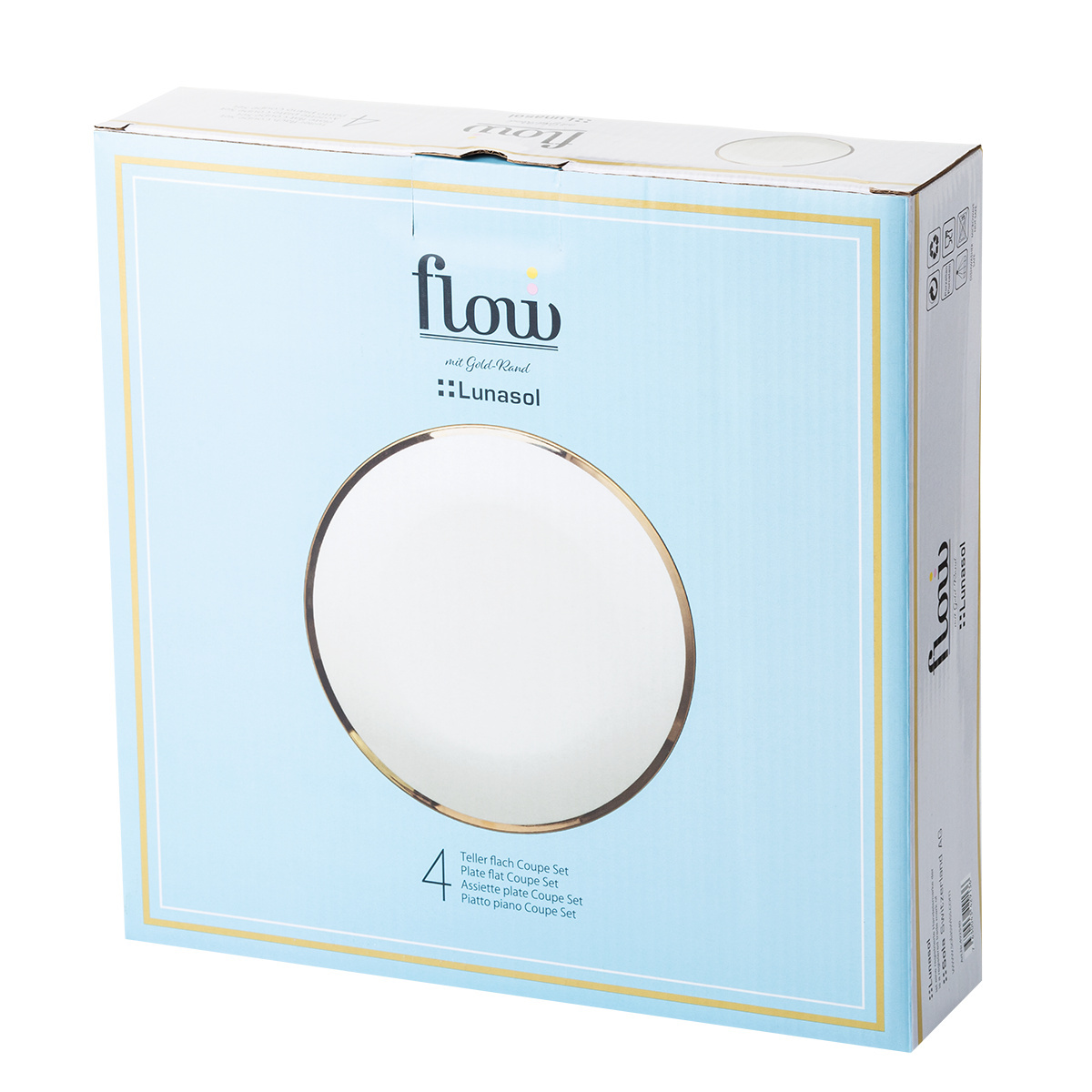 Teller flach Coupe 27 cm Set 4-tlg. - FLOW Lunasol mit Gold-Rand