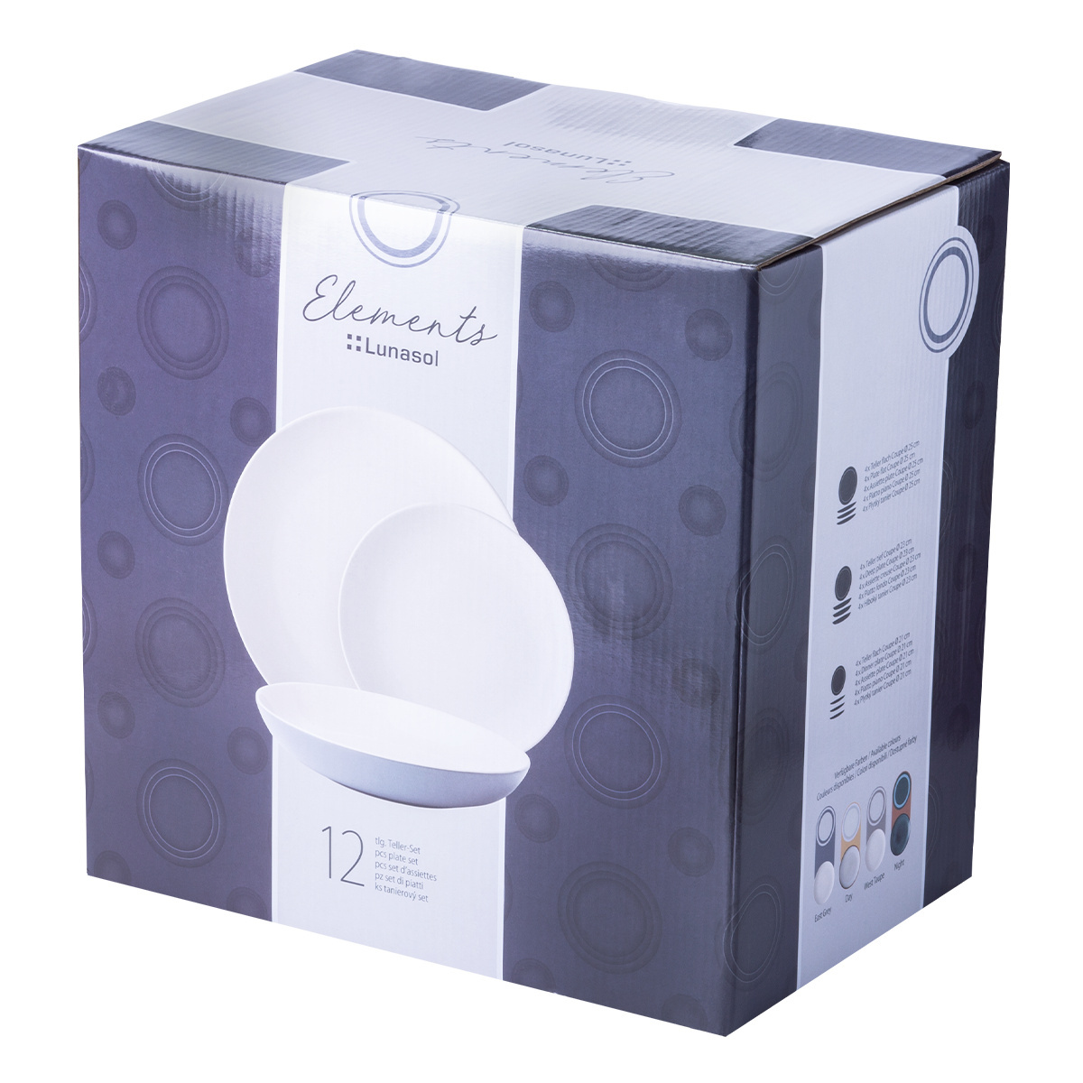 Keramik-Teller Set 12-tlg. – Elements East grey