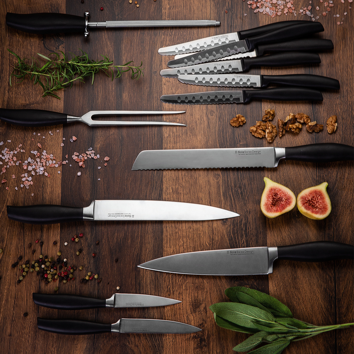 Knife Set in Stand 15 pcs - Linea Line