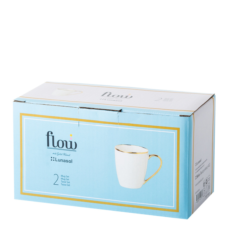 Tazza 360ml, Set 2 pezzi - FLOW Lunasol con bordo dorato
