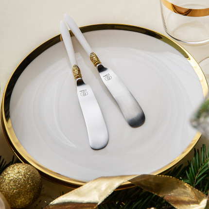 Dessert plate coupe 20.5 cm set of 4 - FLOW Lunasol with gold rim