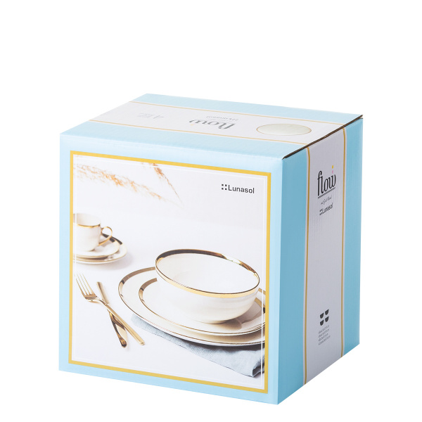 Bowl 16 cm set of 4 - FLOW Lunasol with gold rim