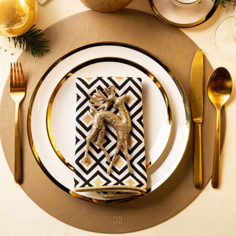 Plate flat coupe 27 cm set of 4 - FLOW Lunasol with gold rim