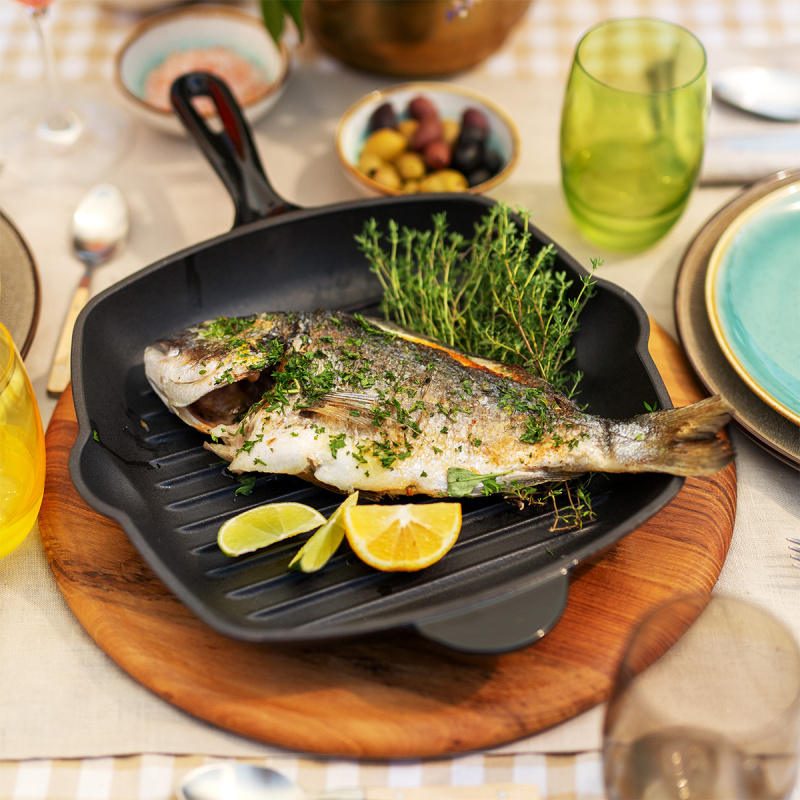 Cast iron grill pan enamelled black, 27 x 27 cm - Jupiter Lunasol