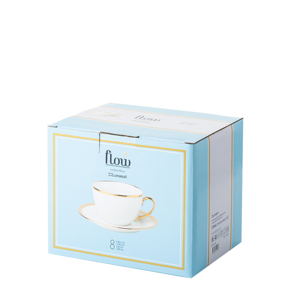 Coffee set 8 pcs - FLOW Lunasol with gold rim