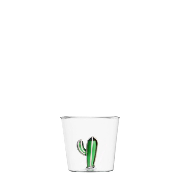 Glass with green cactus 350 ml