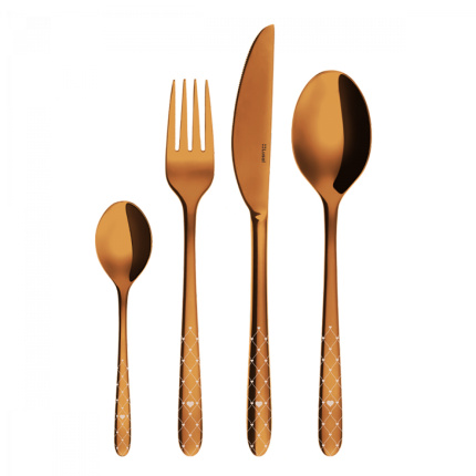 Cutlery set 24 pcs - Montreal PVD Rose Gold polished Laser Love