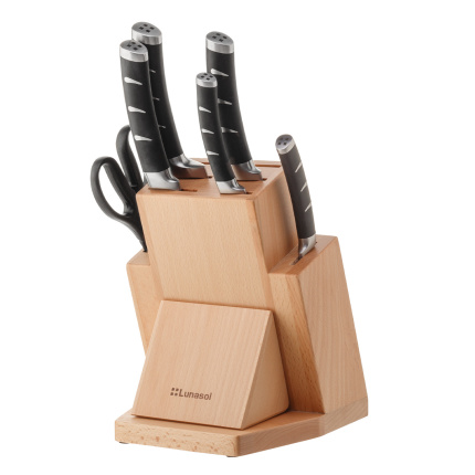 Knife block set with sharpener 7 pcs - Flow Kitchen