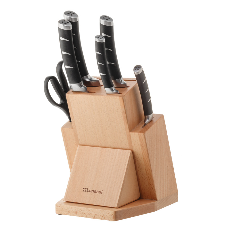 Set coltelli in ceppo con affilatore 7 pz - Flow Kitchen