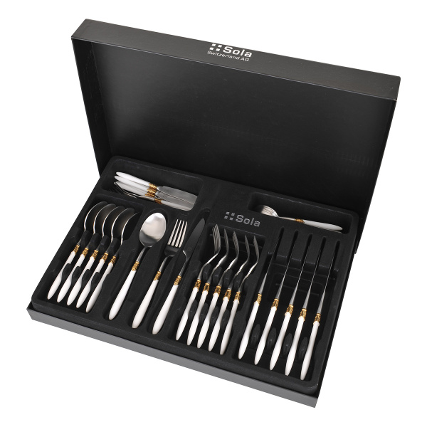 Besteckset 36-tlg. – Gaya Exeter Gold Ring weiss