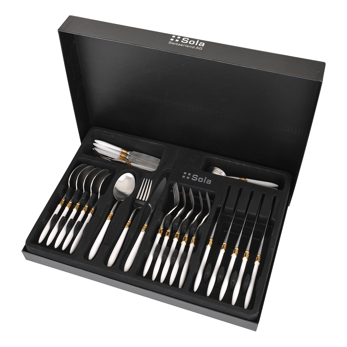 Service de couverts 36 pcs. – Gaya Exeter Anneau Doré blanc