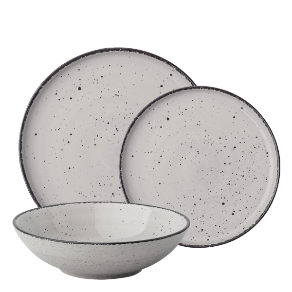 Porzellan Set 18-tlg. - Gaya Atelier light grey speckled