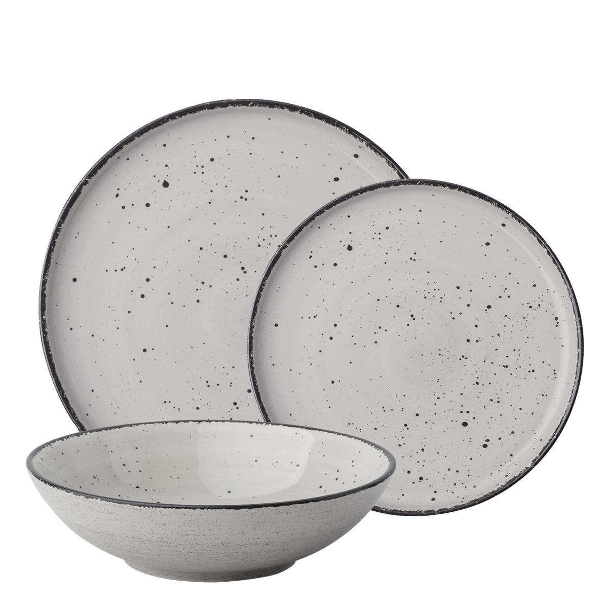 Porcelain Set 18 pcs - Gaya Atelier light grey speckled