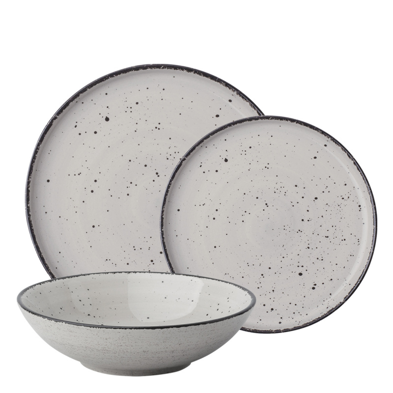 Set di porcellana 18 pezzi - Gaya Atelier light grey speckled