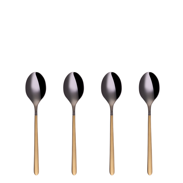 Set di 4 cucchiaini da caffè - Porto PVD titanio scuro / oro sabbiato