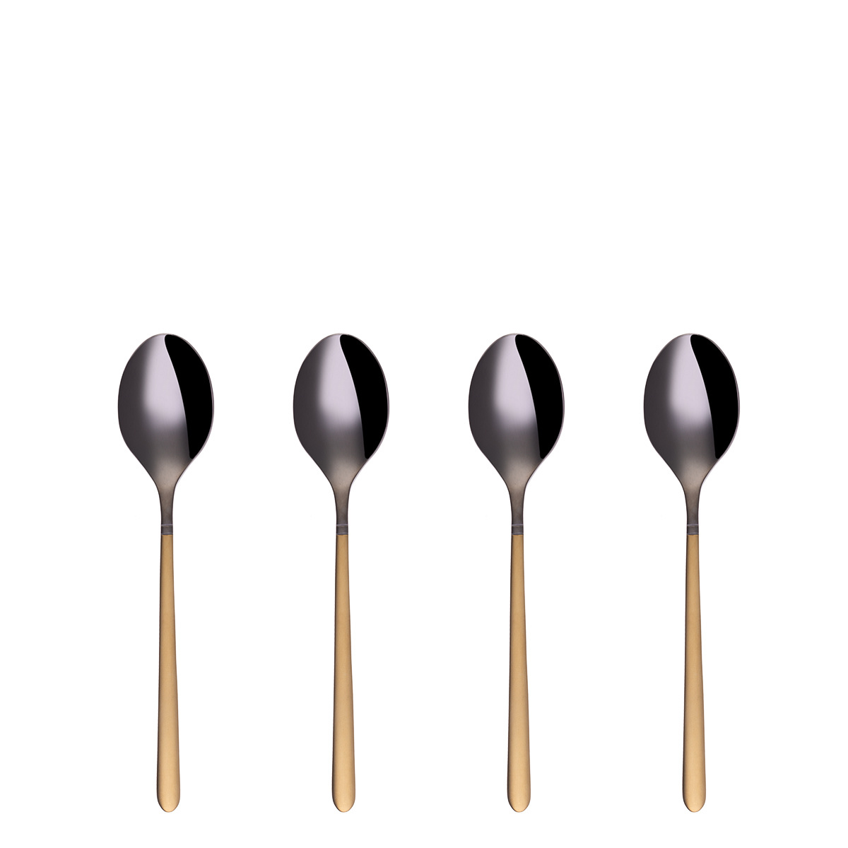 Kaffeelöffel-Set 4-tlg. - Porto PVD dunkel Titan / gold sandgestrahlt