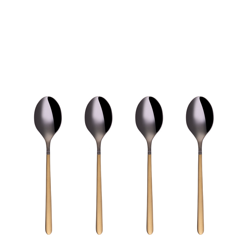 Kaffeelöffel-Set 4-tlg. - Porto PVD dunkel Titan / gold sandgestrahlt