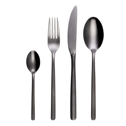 Cutlery set 30 pcs - Costa Rica polished PVD grey