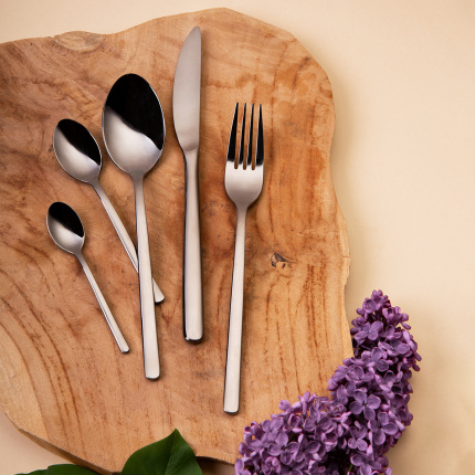 Cutlery set 30 pcs - Costa Rica polished PVD grey