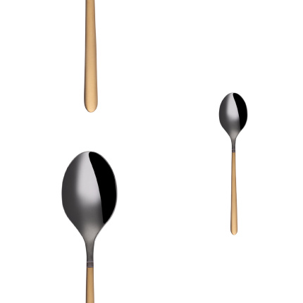 Mocca Spoons Set 4 pcs - Porto PVD dark titanium / gold sandblasted