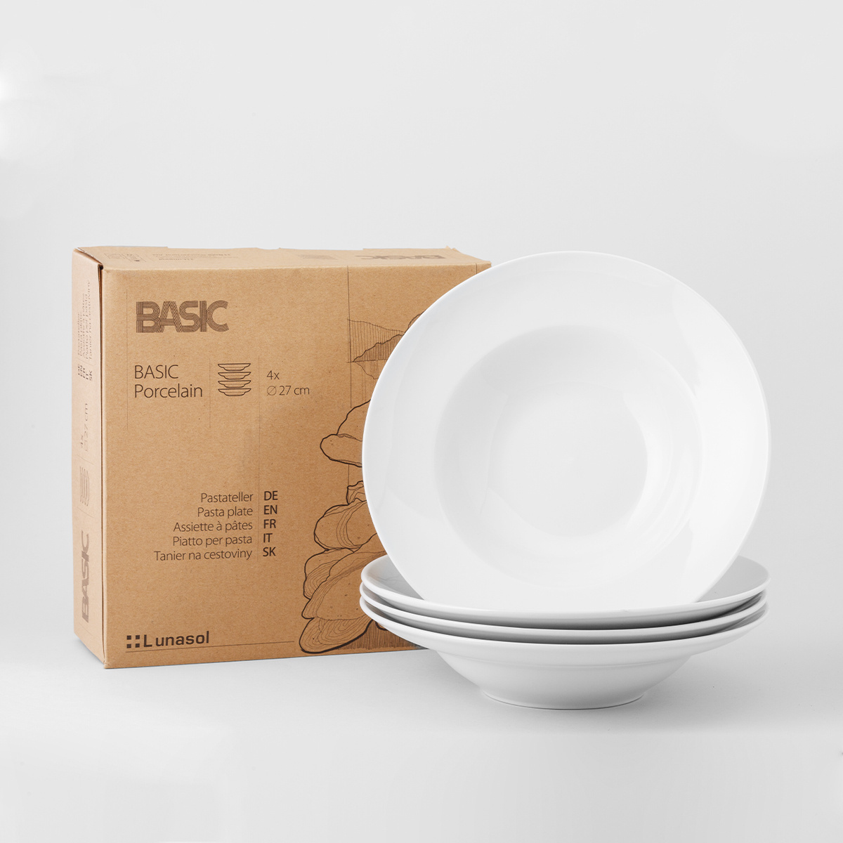 Pasta plate set 27 cm, 4 pcs - Basic