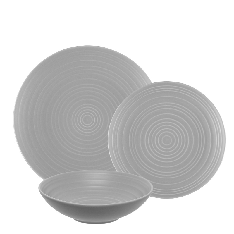Porcelain Set Grey Matte 18 pcs – Gaya RGB Spiral