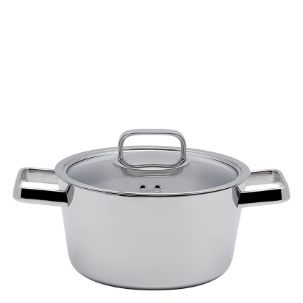 Pentola Merkur Luxus con coperchio in vetro 4,9 l Platinum Lunasol
