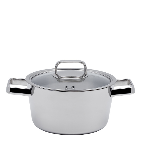 Pentola Merkur Luxus con coperchio in vetro 4,9 l Platinum Lunasol