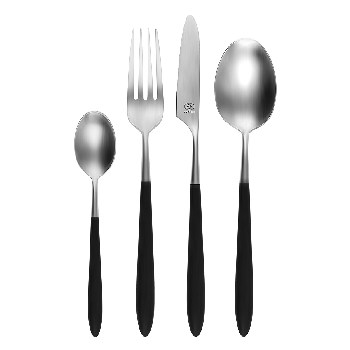 Set posate 24 pezzi - Gaya Exeter con manico grigio-nero