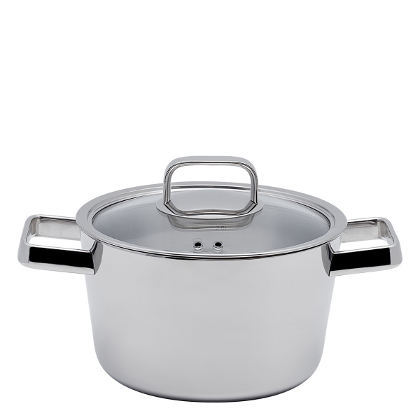 Merkur Luxus pot with glass lid 3,2 l Platinum Lunasol