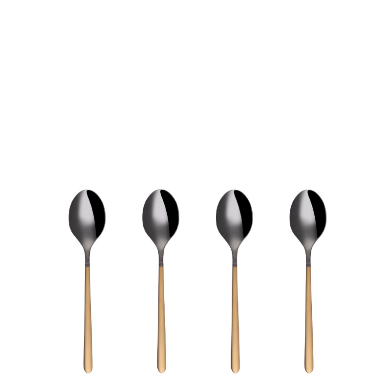 Set di 4 cucchiaini da moka - Porto PVD titanio scuro / oro sabbiato