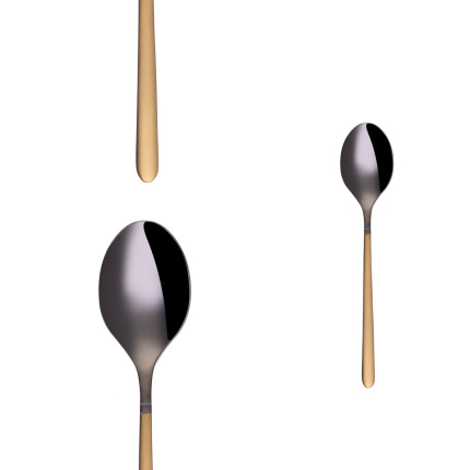 Coffee Spoons Set 4 pcs - Porto PVD dark titanium / gold sandblasted