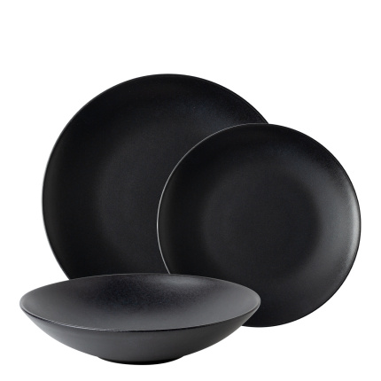 Plate set 12 pcs - BASIC Lunasol black matt