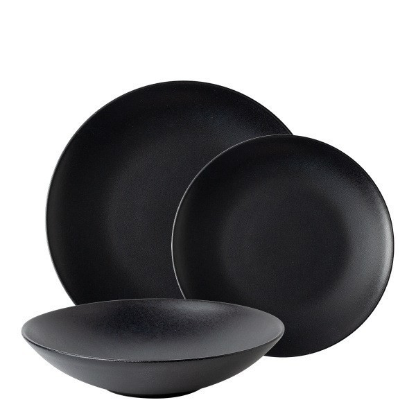 Set di piatti 12 pezzi - BASIC Lunasol nero opaco