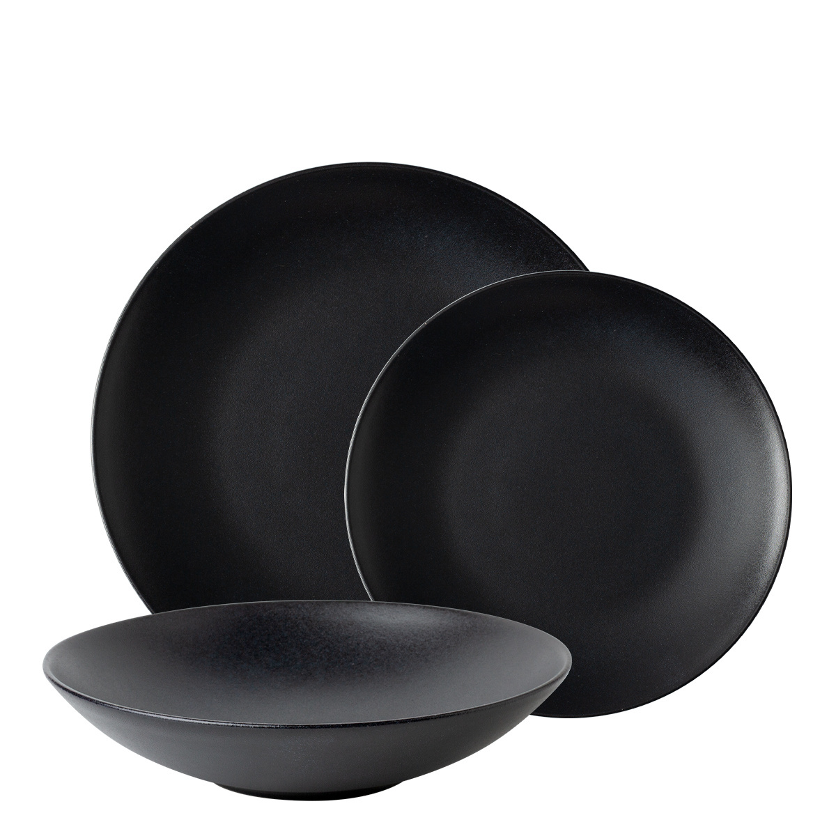 Plate set 12 pcs - BASIC Lunasol black matt