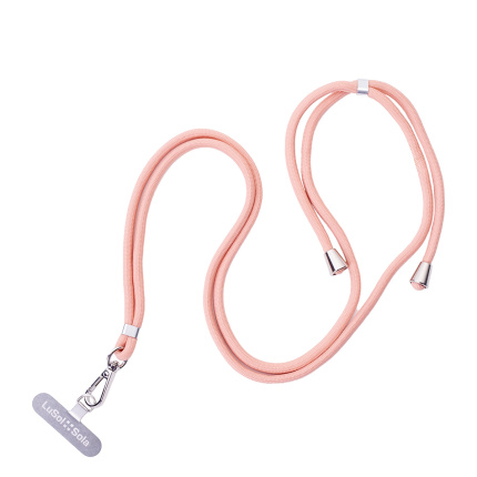 Crossbody mobile phone lanyard with Lusol::Sola logo, pink