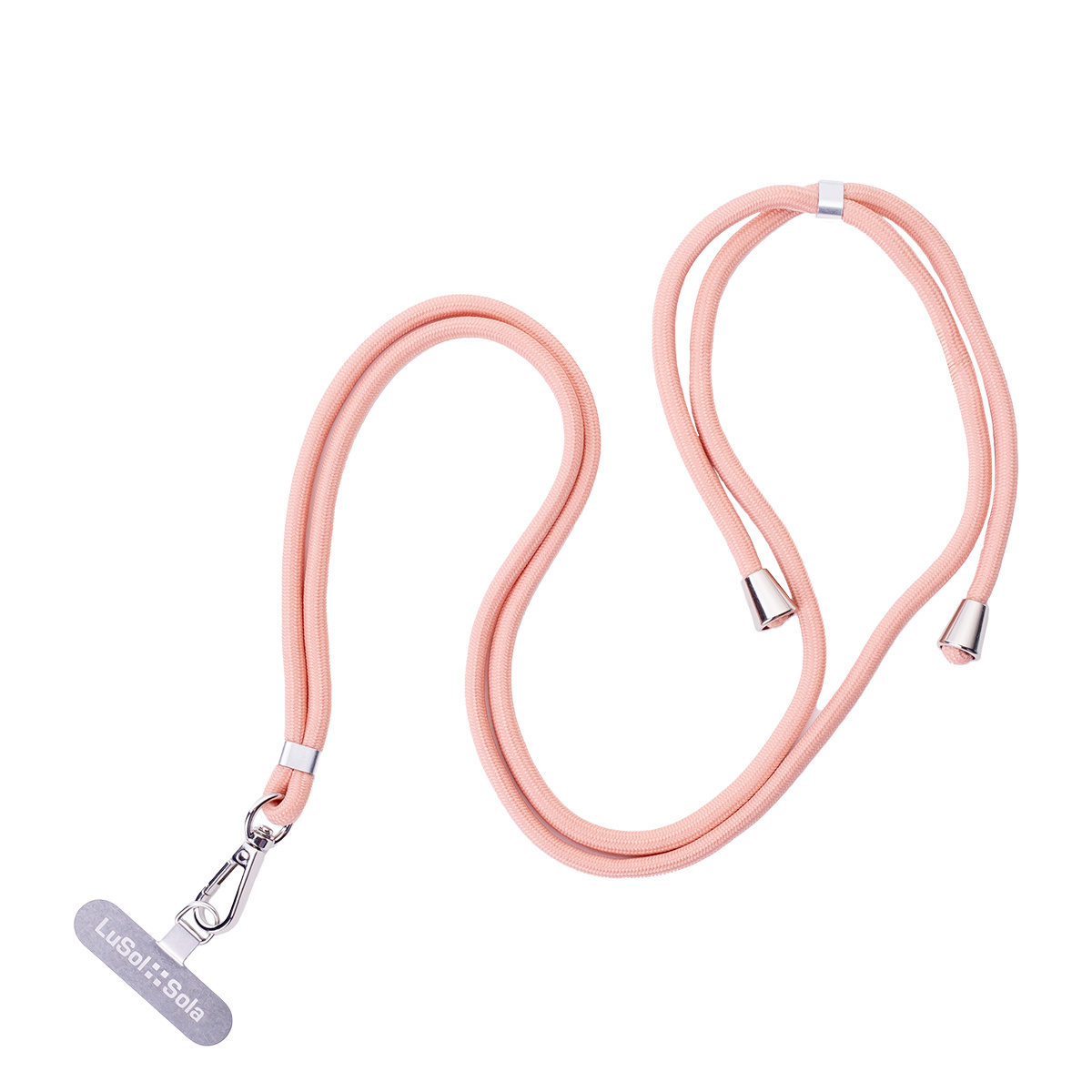 Crossbody mobile phone lanyard with Lusol::Sola logo, pink